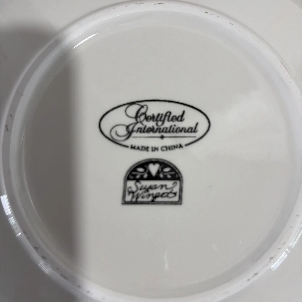 VTG Certified International Tumbling Snowman Salad Plates Susan Winget Set of 4